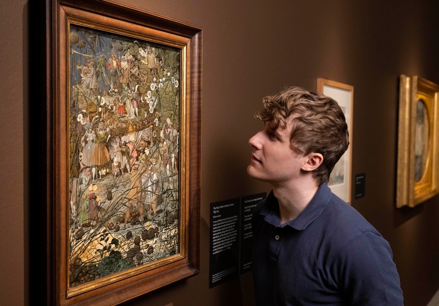Gallery view of ‘Richard Dadd: Beyond Bedlam’ at the Royal Academy of Arts, 25 July - 25 October
2026, showing ‘The Fairy Feller’s Master-Stroke’, 1855-64 by Richard Dadd.
