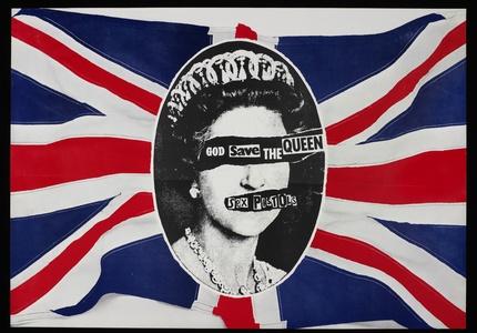Promotional poster for Sex Pistols' single God Save The Queen, 1977. Jamie Reid © Victoria and Albert Museum, London