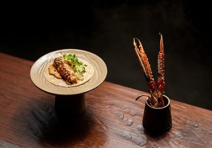 Kol's langoustine taco with sea buckthorn