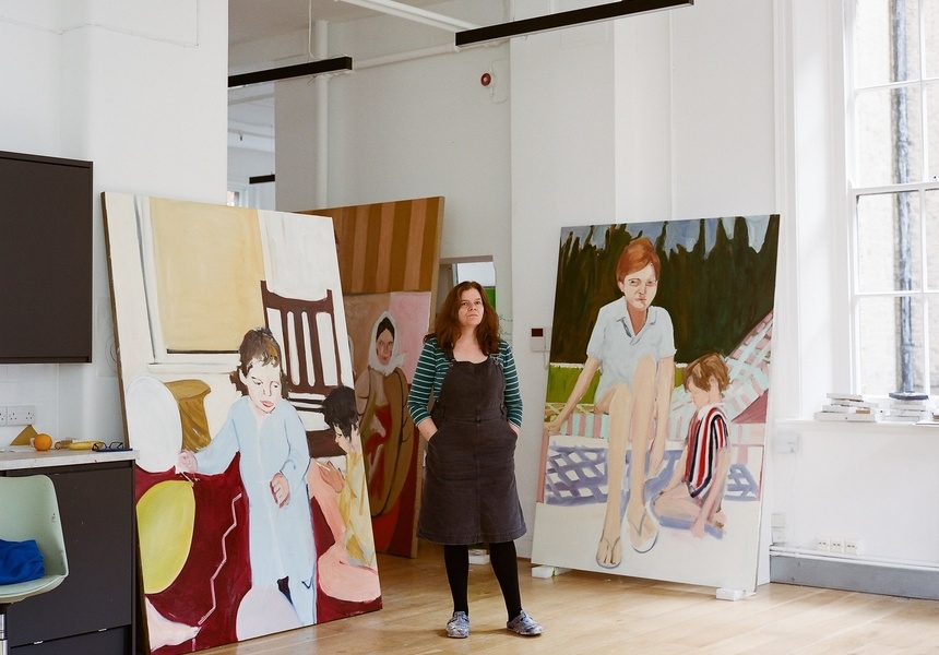 Chantal Joffe in her studio. Photo © Toby Glanville. Courtesy the artist and Victoria Miro
